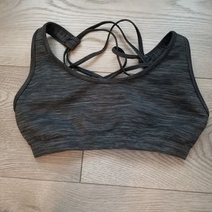 LIVE LOVE DREAM Sports Bra, Medium, Black/Gray, Criss cross design back, Stretch